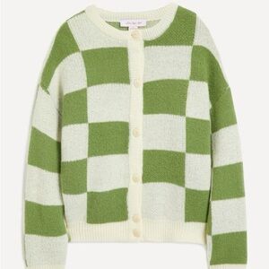 Lisa Says Gah Green Checkered Cardigan Sweater 💚